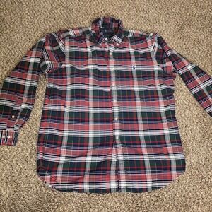 Ralph Lauren Mens Classic Fit Plaid Button Down Shirt Red Green 16.5 34/35 L